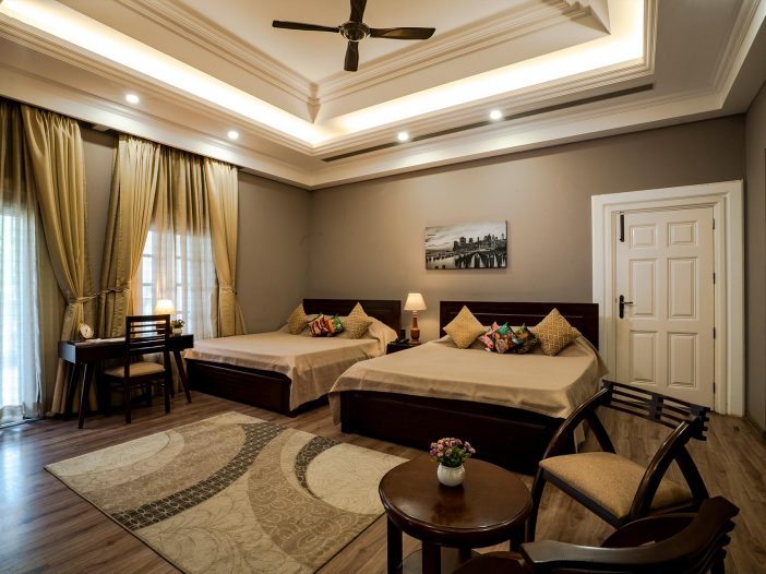 Another beautiful view of the bedroom - double occupancy at the Safe House Wellness Retreat India