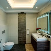 Bathroom of the double occupancy room at the Safe House Wellness Retreat India