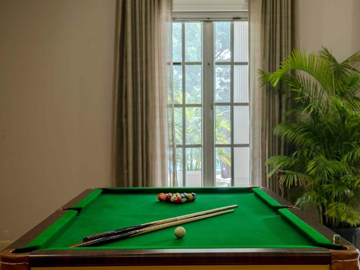 Pool table inside the Safe House Wellness Retreat India